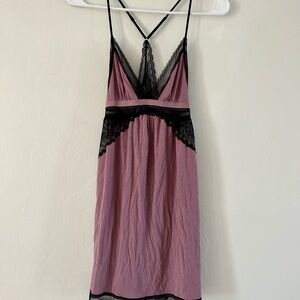 Elegant Lace Trim Plum Nightgown